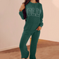 Festive Stripe 2-Piece Set: Long-Sleeve Top & Drawstring Wide-Leg Pants
