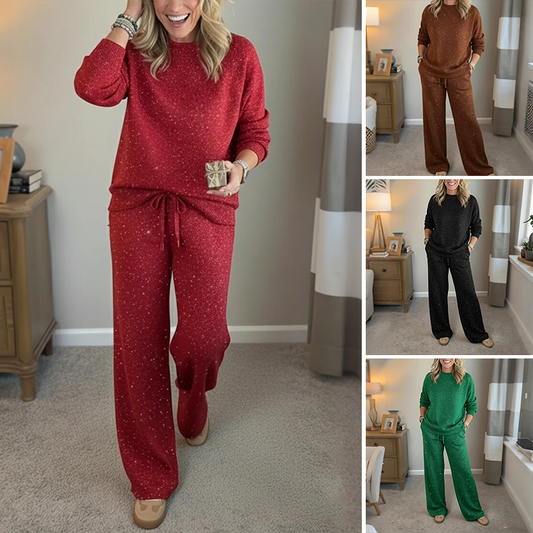 Damen-Glitzer-Zweiteiler: Pullover & Hose