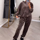 Modisches Freizeit-Set für Damen bestehend aus Kapuzenoberteil und Hose (2-teilig)