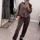 Modisches Freizeit-Set für Damen bestehend aus Kapuzenoberteil und Hose (2-teilig)