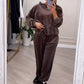 Modisches Freizeit-Set für Damen bestehend aus Kapuzenoberteil und Hose (2-teilig)