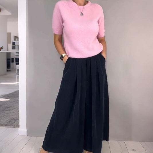 Komfortabel und schick: Set aus Strickoberteil und lockerer Hose mit weitem Bein🔥Kauf 2 Artikel versandkostenfrei