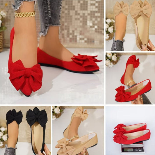 Damen-Ballerinas mit spitzer Zehenpartie und Schleife