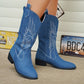 Weite Cowgirl-Stiefel mit klassischer Stickerei
