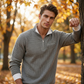 Herren Waffelstrick-Pullover mit Viertelreißverschluss