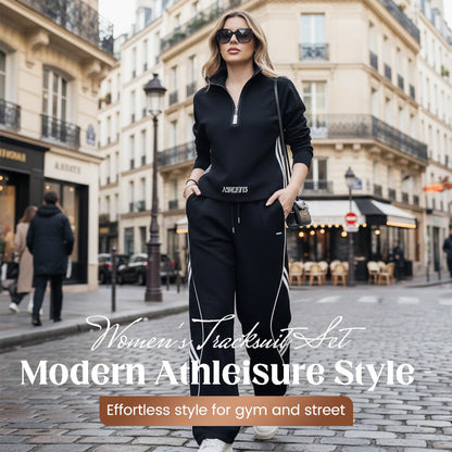 💃SONDERANGEBOT – 50 % RABATT🌸 Damen-Trainingsanzug-Set mit halbem Reißverschluss