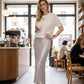 Damen zweiteiliges Set: Strickoberteil und Paillettenrock