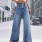 🌸 2026 Frühling/Sommer: Damen-Hochtaillierte Weitbeinjeans – Retro-Knöpfe, Seitenschlitze & Stretch-Denim – Schlankmachend & Trendig, S-2XL