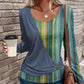 Langärmliges gestreiftes Patchwork-T-Shirt