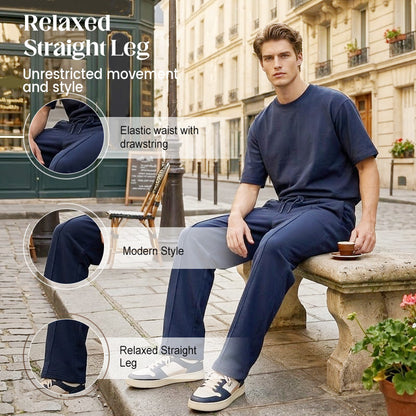 🛒 50 % Rabatt 👖Herrenhose mit elastischem Bund und Kordelzug, gerader Schnitt