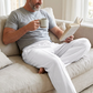 🛒 50 % Rabatt 👖Herrenhose mit elastischem Bund und Kordelzug, gerader Schnitt