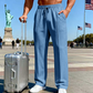 🛒 50 % Rabatt 👖Herrenhose mit elastischem Bund und Kordelzug, gerader Schnitt