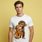 Unisex-T-Shirt mit Grafikdruck „Affe beim Kuscheln