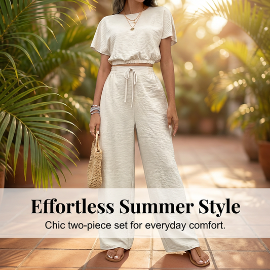 Zweiteiliges Set aus lässigem Oberteil und Hose für Damen