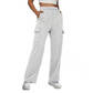 Cargohose für Damen mit hoher Taille und weitem Bein