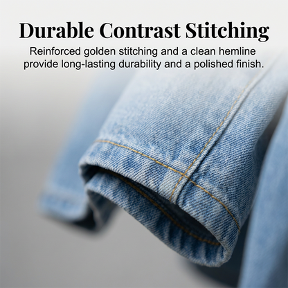Damen-Jeans-Culotte mit mehreren Knöpfen und weitem Bein