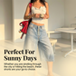Damen-Jeans-Culotte mit mehreren Knöpfen und weitem Bein