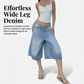 Damen-Jeans-Culotte mit mehreren Knöpfen und weitem Bein