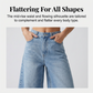 Damen-Jeans-Culotte mit mehreren Knöpfen und weitem Bein