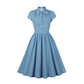Swing-Kleid für Damen mit Polka-Dots und Schleife am Hals