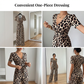 Jumpsuit mit V-Ausschnitt, Leopardenmuster und weitem Bein
