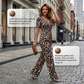 Jumpsuit mit V-Ausschnitt, Leopardenmuster und weitem Bein