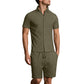 2-teiliges Set aus Jacquard-Hemd mit kurzen Ärmeln und Shorts für Herren