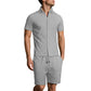 2-teiliges Set aus Jacquard-Hemd mit kurzen Ärmeln und Shorts für Herren