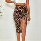🌞Frühlingserwachen: 50% Rabatt!🌸Figurschmeichelnder High-Waist Rock mit Raffung – Von klassisch Schwarz bis Leo-Chic