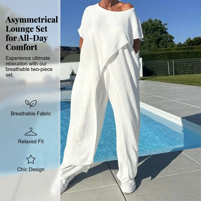 Asymmetrisches Off-Shoulder-Oberteil und Hose im Set für Damen