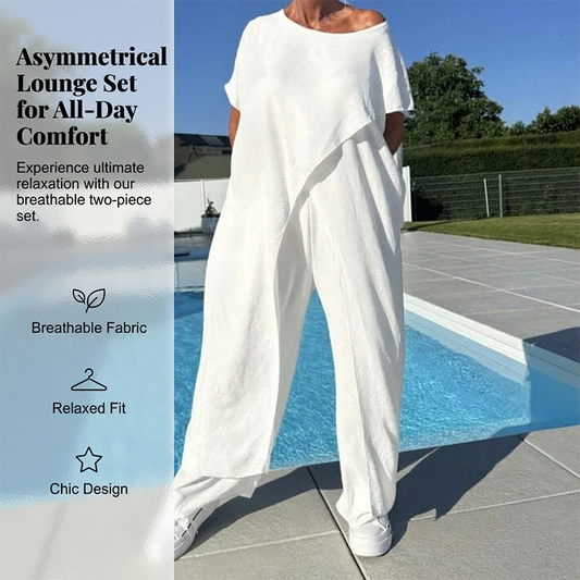 Asymmetrisches Off-Shoulder-Oberteil und Hose im Set für Damen