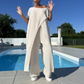Asymmetrisches Off-Shoulder-Oberteil und Hose im Set für Damen