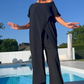 Asymmetrisches Off-Shoulder-Oberteil und Hose im Set für Damen