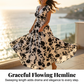 Maxikleid mit Blumenmuster, V-Ausschnitt und geraffter Taille