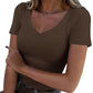 👕 LIMITED-TIME 50% RABATT! ✨ Slim-Fit T-Shirt für Damen – V-Ausschnitt, Gerippt, Basic ✨