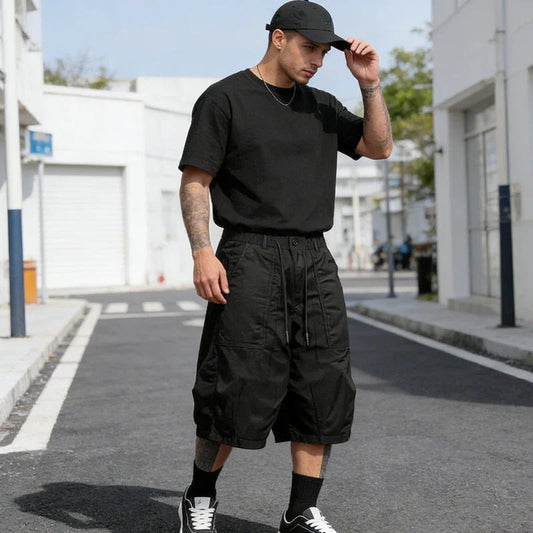 👖 Herren-Caprihose in Übergröße – Weites Bein, lockere Passform, Kordelzug im Bund und große Taschen ✨