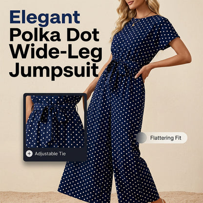 Women's Elegant Polka Dot Wide-Leg Jumpsuit
