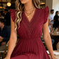 🎁 2026 Neuheit – 50 % Rabatt! 👗🌸 Spitzenkleid mit V-Ausschnitt, Rüschen und tailliertem Schnitt ✨