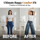 Lässige Damenjeans mit hoher Taille und ausgestelltem Bein