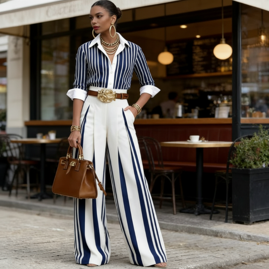 🔥Solange der Vorrat reicht 50 % Rabatt!🎉Gestreiftes Shirt & weite Hose im Set – bequem & stilvoll für den Alltag