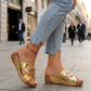 Women's Peep-Toe Wedge Slide Sandals