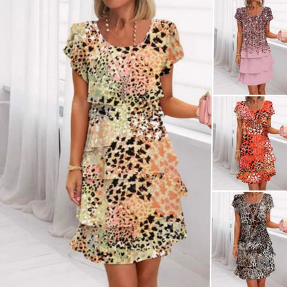 Versatile Stylish Leopard Colorful Print Sequin Dress