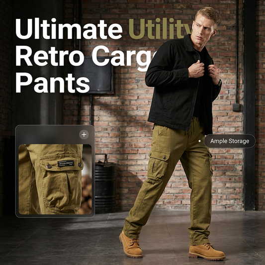 Retro-Cargohose für Herren mit mehreren Taschen