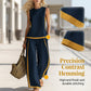 🔥 HALBPREIS DEAL ⏰ Trendiges Colorblock-Set für Damen 💫 Oberteil ärmellos + weite Hose – lässig & elegant für Alltag & Freizeit