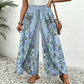 Bedruckte Damenhose mit weitem Bein und Kordelzug