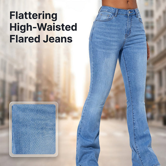 Stretch-Jeans mit hoher Taille und ausgestelltem Bein für Damen