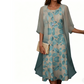 2-teiliges Set aus bedrucktem Damenkleid und Strickjacke