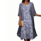 2-teiliges Set aus bedrucktem Damenkleid und Strickjacke