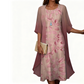 2-teiliges Set aus bedrucktem Damenkleid und Strickjacke