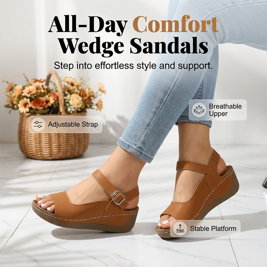 Offene Keilabsatzsandalen für Damen mit Fesselriemen